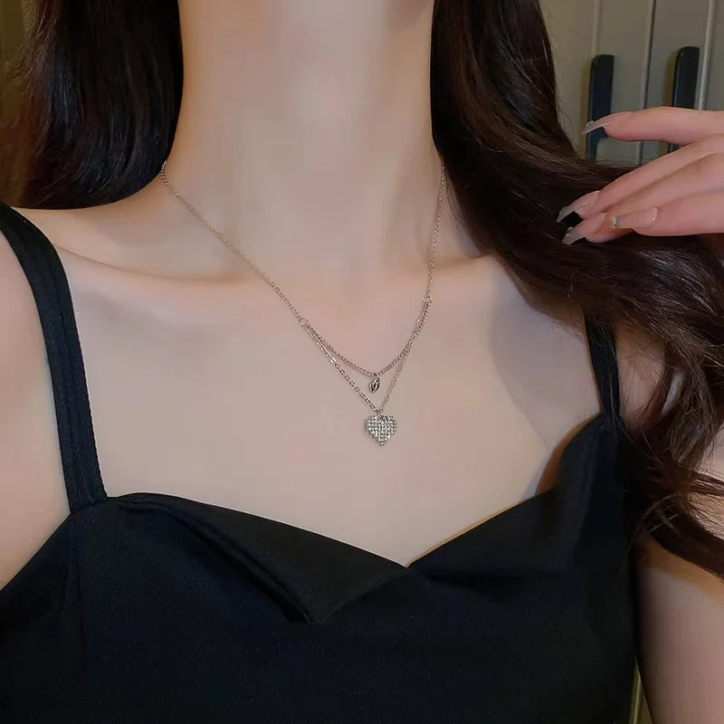 Double Layer Delicate Heart Necklace