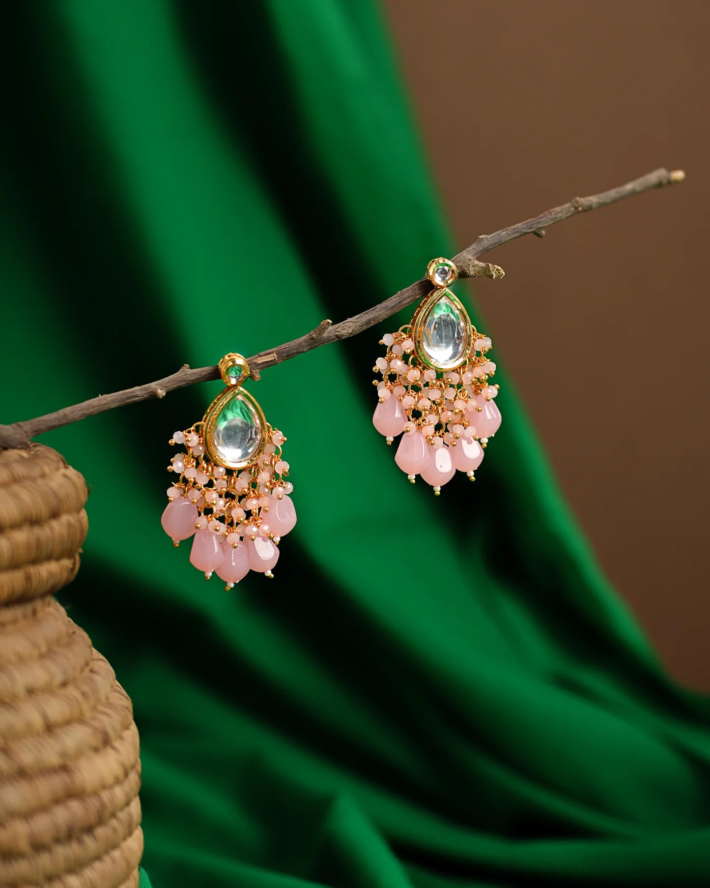 Blush Pink Crystal Drop Earrings
